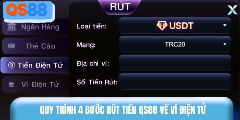 Quy trình 4 bước rút tiền QS88 về ví điện tử
