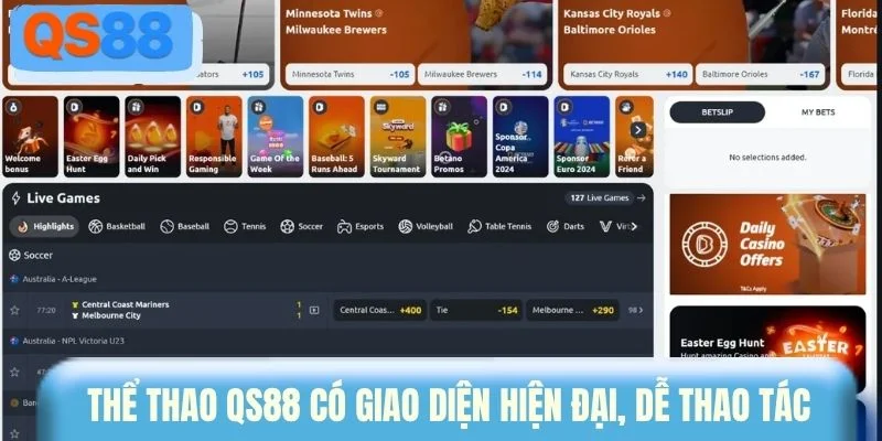 Thể thao QS88 có giao diện hiện đại, dễ thao tác